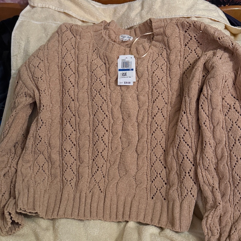 Haute Hippie Tan Cable Knit Sweater